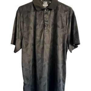 Cutter & Buck Men's Polo Shirt M CB Drytec Black‎ Triangles Moisture Wicking